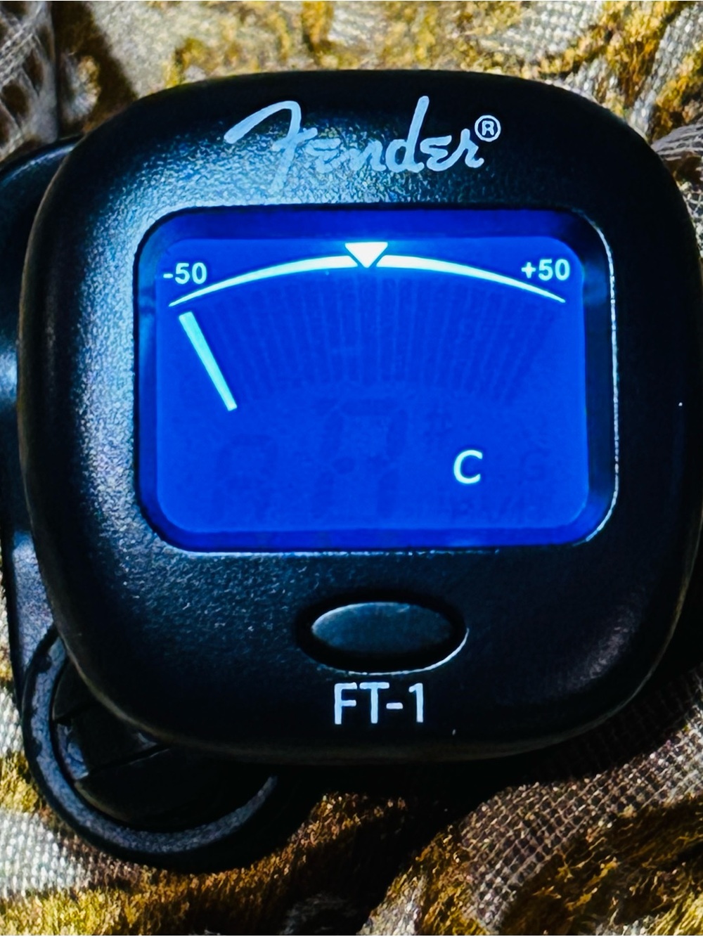 Fender FT-1 Clip-On Guitar Tuner - Black with Blue Display